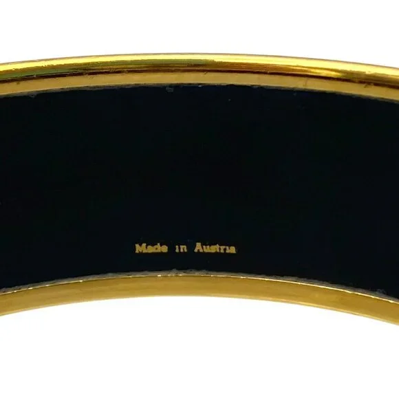 Hermes Tiger Bangle Bracelet Cloisonne Enamel Blue Gold Vintage Size 65 RARE! - Picture 6 of 9